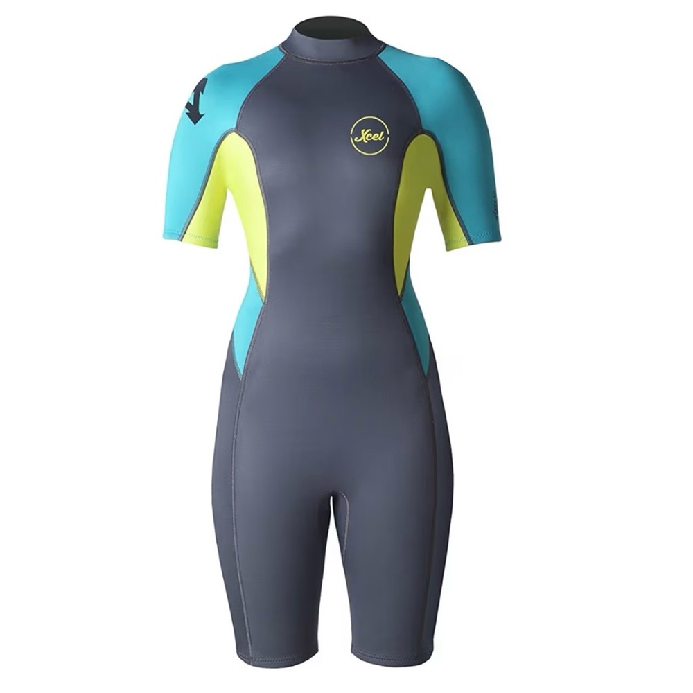 Xcel Axis 2.0 Springsuit Womens Size 8 2mm Back Zip Shorty Wetsuit Surf Swim